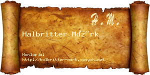 Halbritter Márk névjegykártya